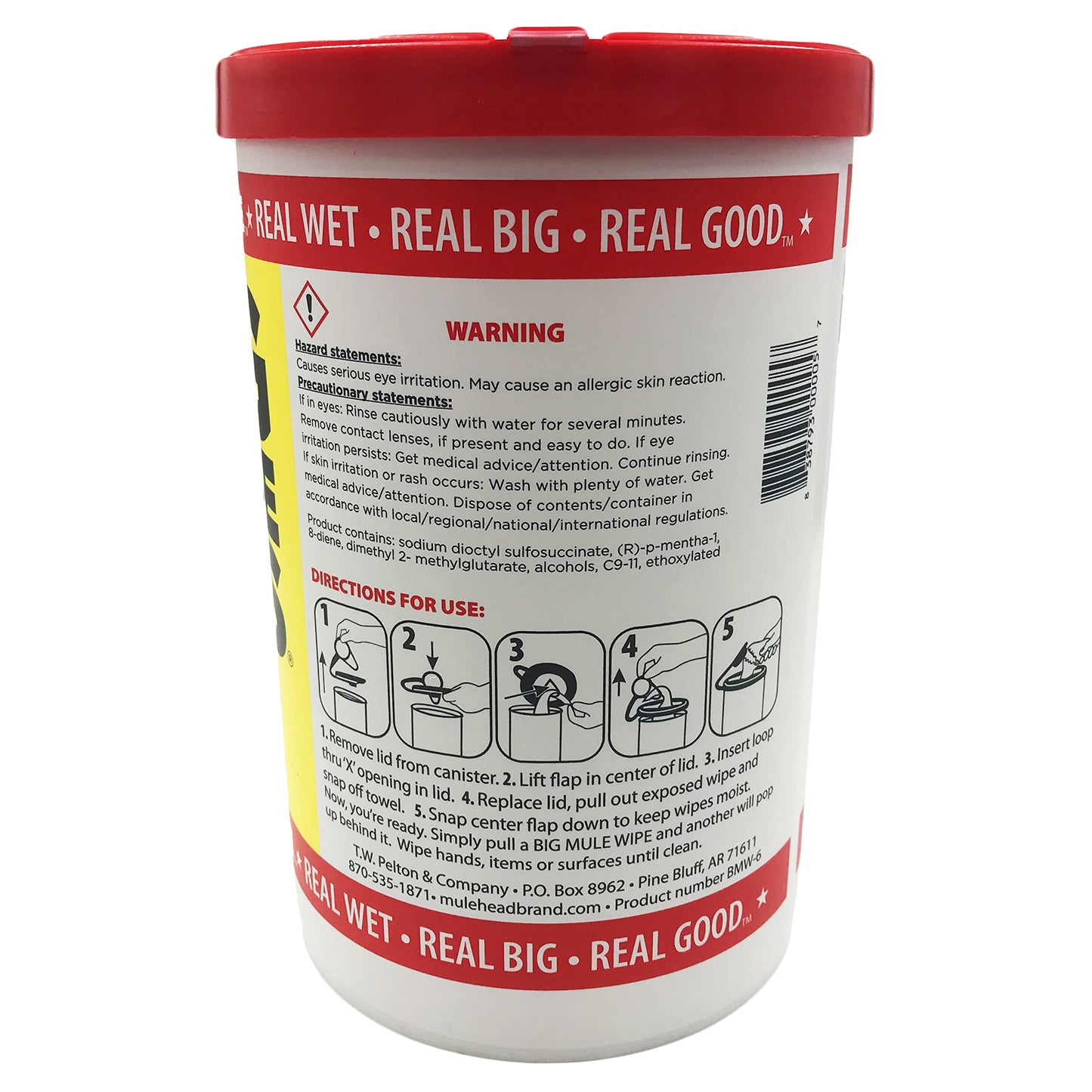 Big Mule Wipes -6 Mule Head Brand Wipes 72 Count Oil and Grease/Grime Remover