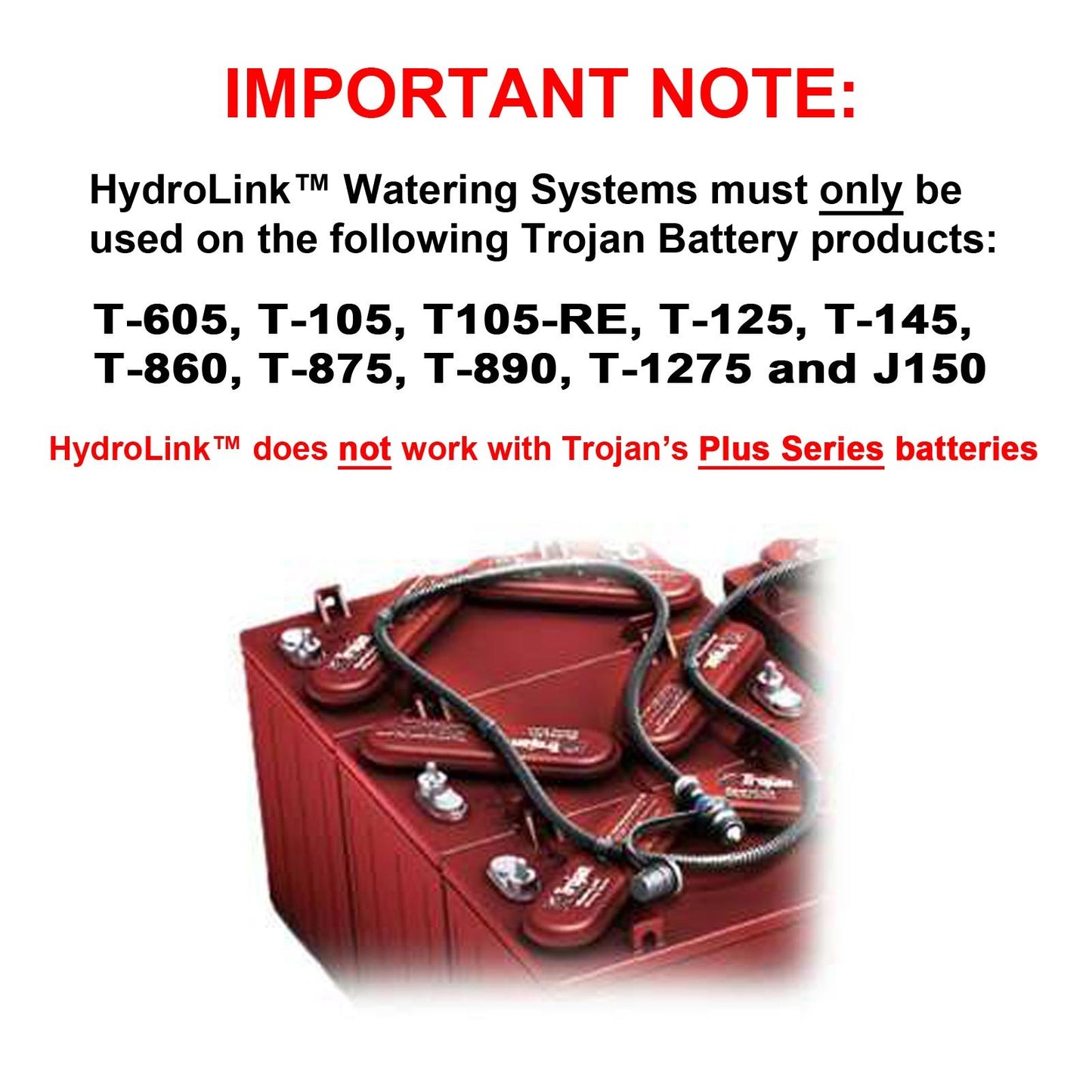 Trojan HydroLink Watering System for 48V Club Car 8V Battery Kit, Plus HANDPUMP
