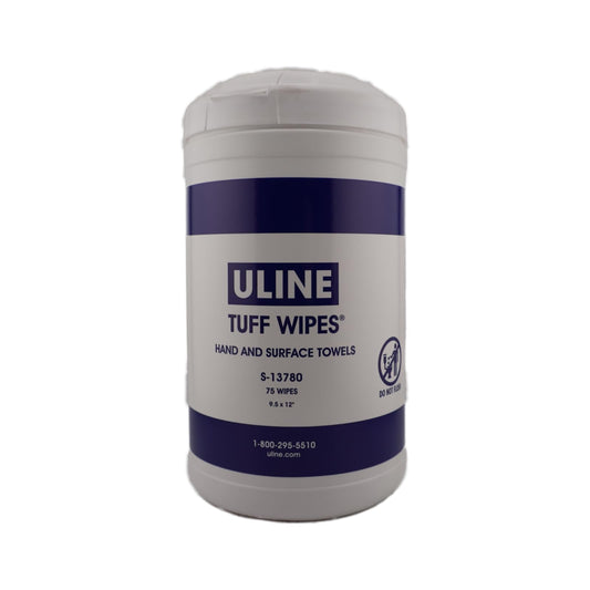 ULINE Tuff Wipes, 9.5" x 12" Citrus Hand and Surface Towls - 75 Count