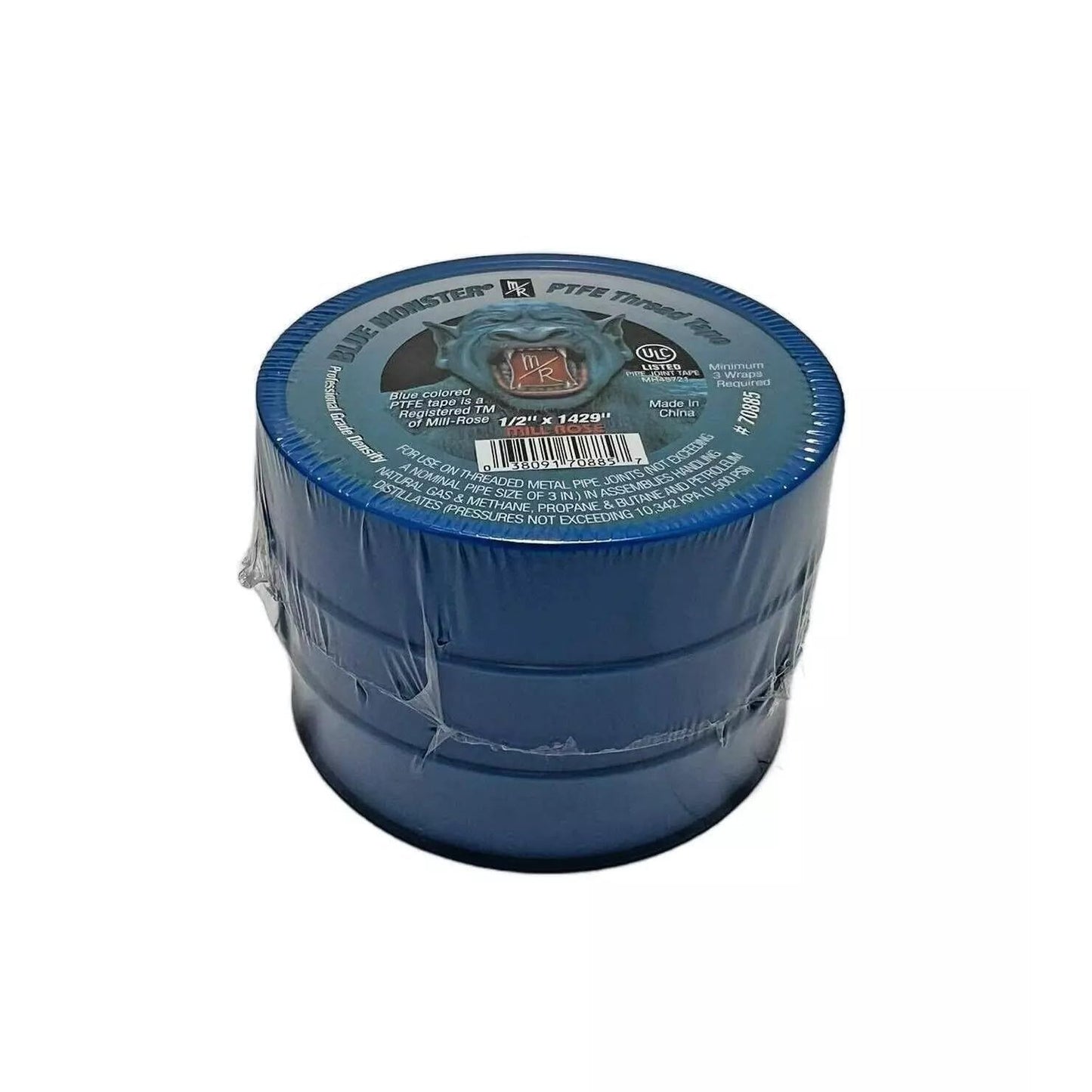Milrose 70885 Blue Monster 1/2 Inch x 1429 Inch Blue Teflon Tape (3 Pack)