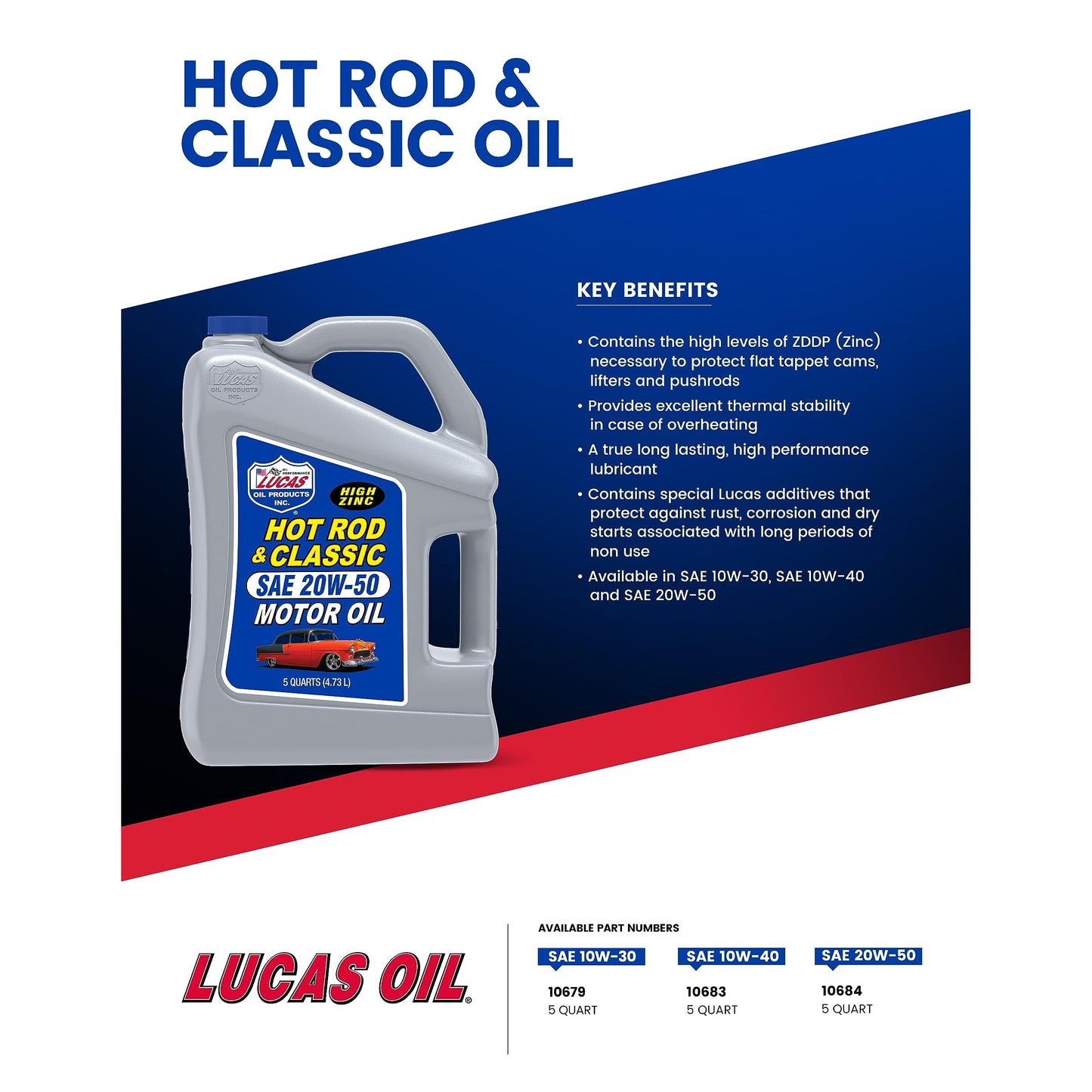 Lucas Oil 10683 10W-40 Petroleum Oil - 5 Quart Jug