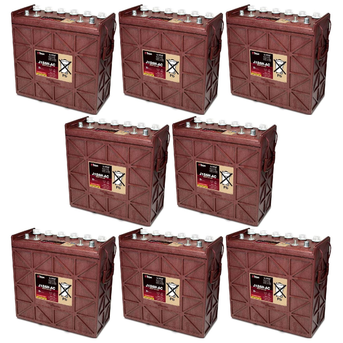 Trojan J185H-AC 225Ah Flooded Lead Acid BCI 921 Deep Cycle Battery x8