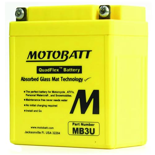 MotoBatt DB Electrical MB3U New Battery For Motobatt 3.8Ah, Xl600R 600Cc 1983-1987, Xl500R 1982, Xl350R 1984-1985, Xl250R 1982-1987, Yam50 1985-2000, Xt250 1984 YB3LA YB3LB