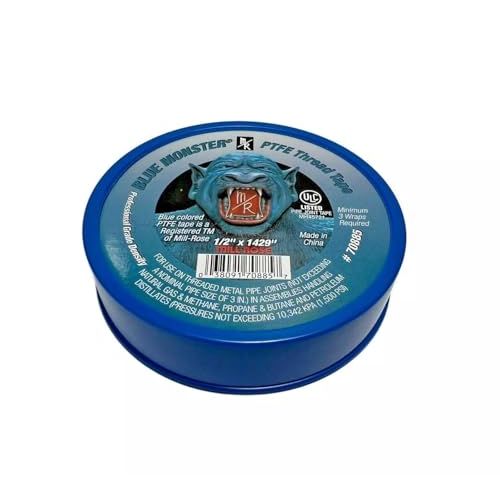 Milrose 70885 Blue Monster 1/2 Inch x 1429 Inch Blue Teflon Tape (3 Pack)