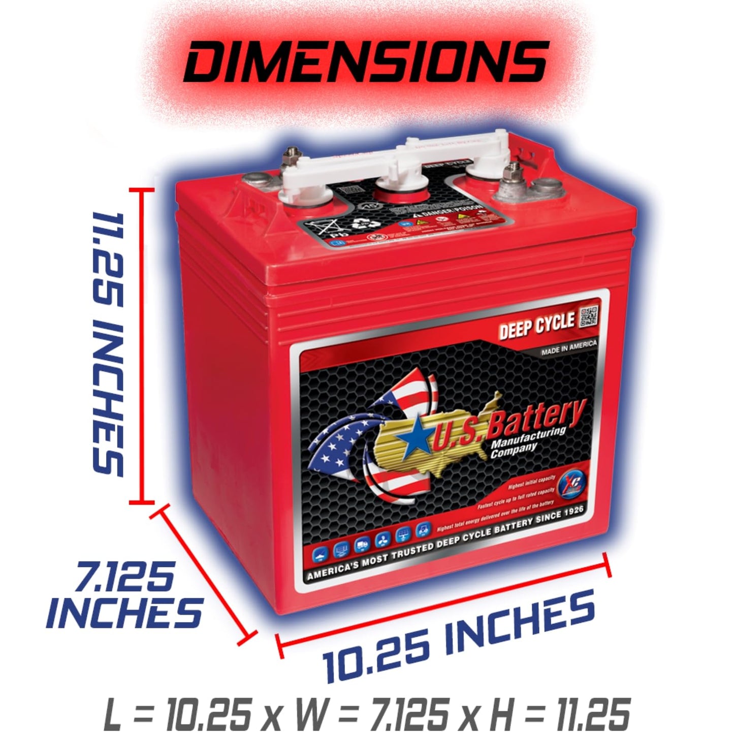 US Battery US125CS T-125 6V 240Ah Flooded Lead Acid GC2 Deep Cycle Battery x 2