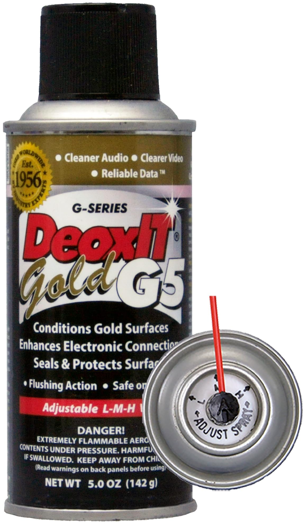 CAIG LABORATORIES DeoxIT Gold G5S-6 Spray, Enhancer/Conditioner/Protector for Gold and Plated Surfaces, 142g, L-M-H Valve