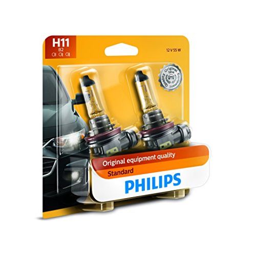 Philips Automotive Lighting H11 Standard Halogen Replacement Headlight Bulbs, Fit Select High Beam, Low Beam, and Fog Light Positions, 2 Pack