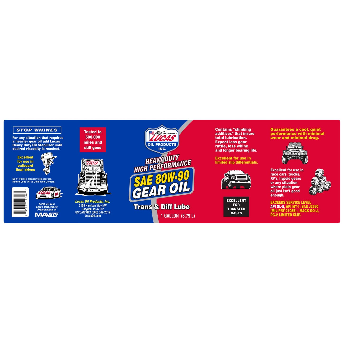 Lucas Oil 10046-PK4 Heavy Duty 80/90 Plus Gear Oil - 1 Gallon Jug, Pack of 4