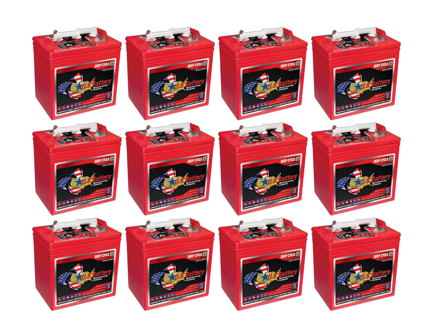(Set of 12) US Battery US2200XC2 6 Volt 232 Ah Deep Cycle Battery, Group Size GC2 | Replaces T-105 T105