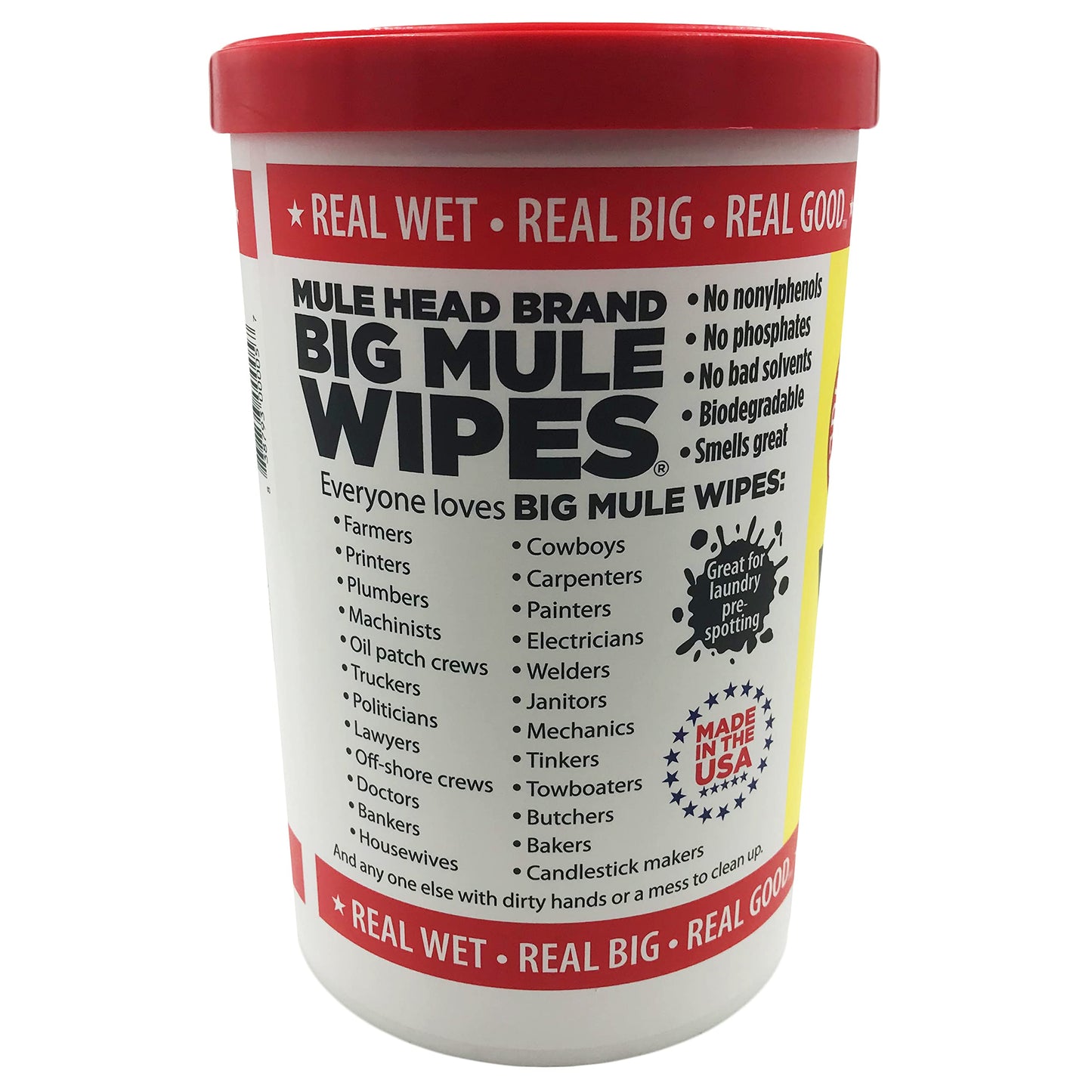 Big Mule Wipes -6 Mule Head Brand Wipes 72 Count Oil and Grease/Grime Remover