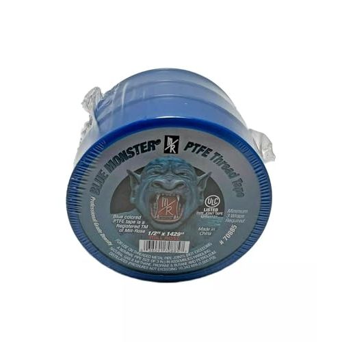 Milrose 70885 Blue Monster 1/2 Inch x 1429 Inch Blue Teflon Tape (3 Pack)