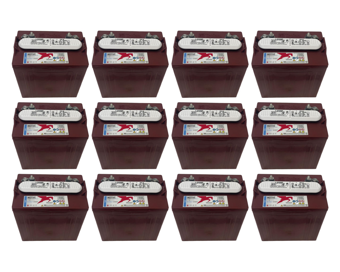 Lot of 12 Trojan T-875 8V Golf cart batteires