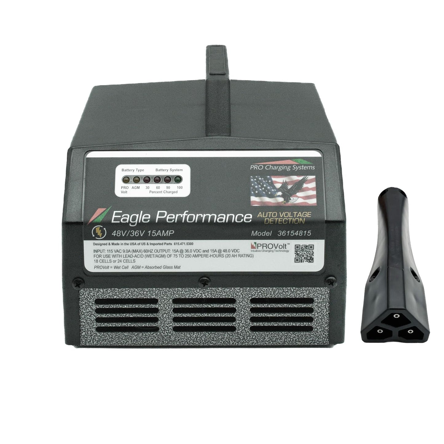Eagle Performance i36154815 Smart Battery Charger, Auto Detect 36V/48V, with EZGO RXV 7ft Cord (602RXV-EZGO), Golf Cart Charger by Pro Charging Systems
