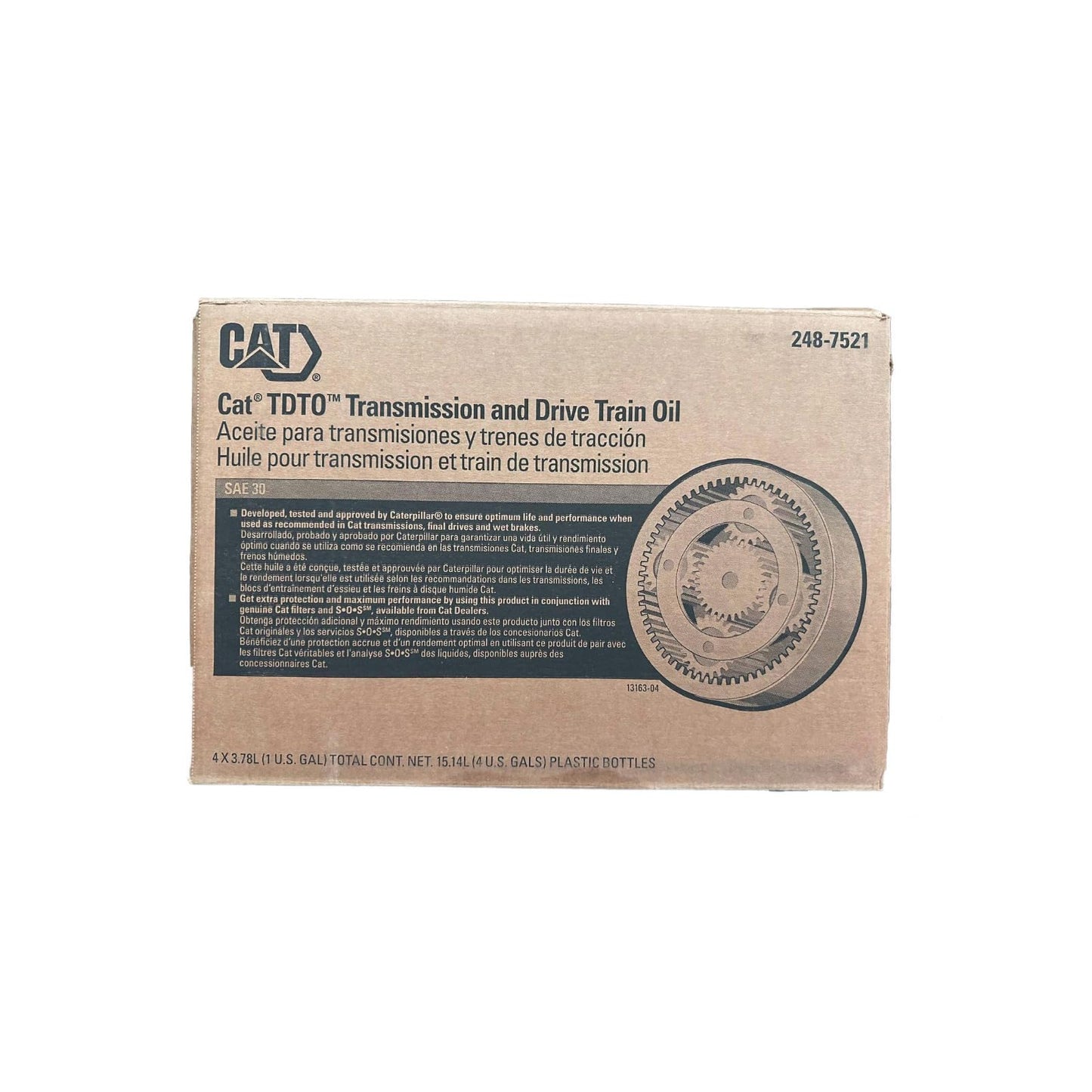 Cat 248-7521 Transmission and Drivetrain Oil TDTO 30 | Case of 4 Gallons