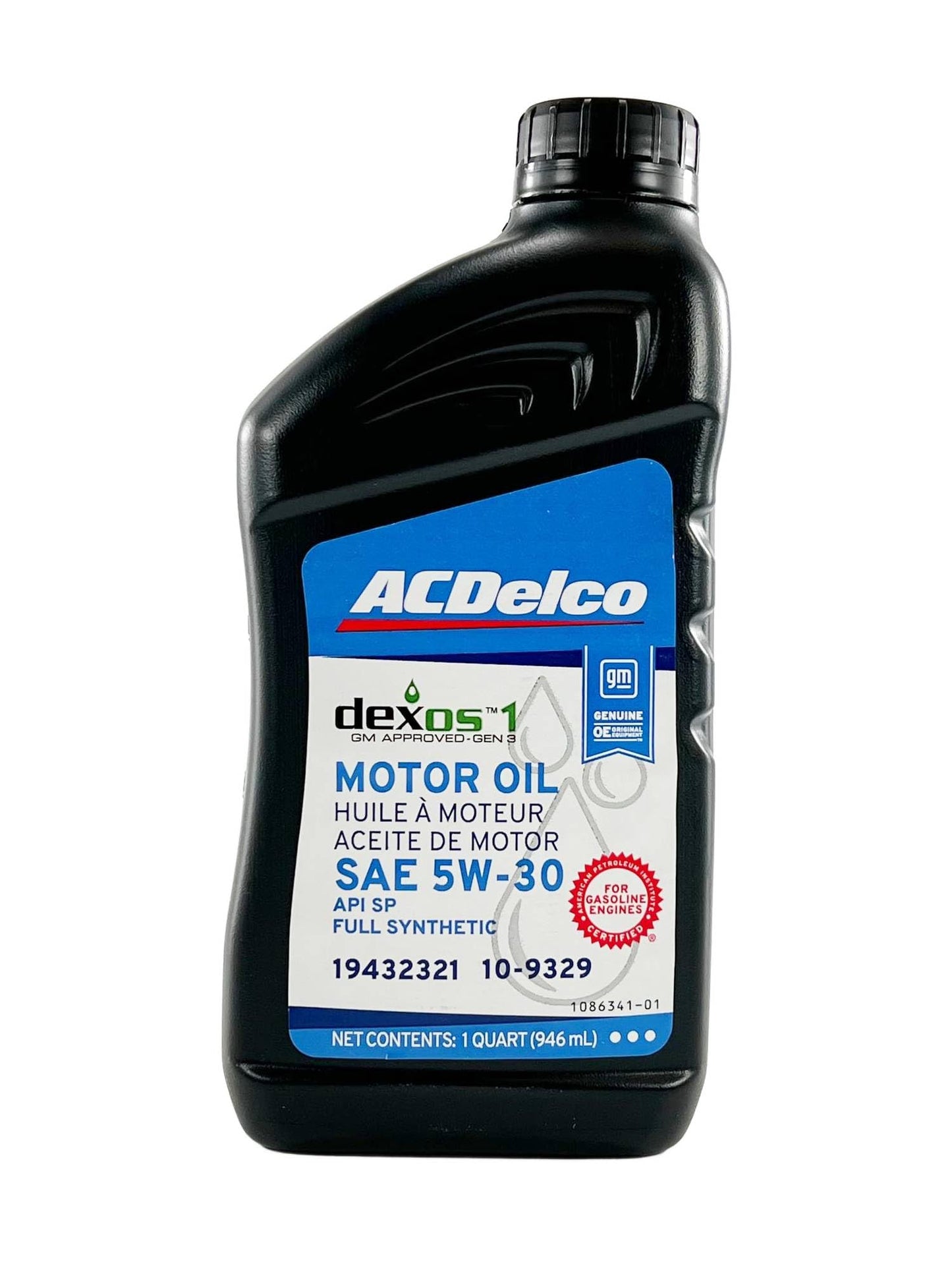 ACDelco GM Original Equipment 10-9329 (19432321) dexos™1 GEN 3 Full Synthetic 5W-30 Motor Oil - 1 qt. | Case of 12