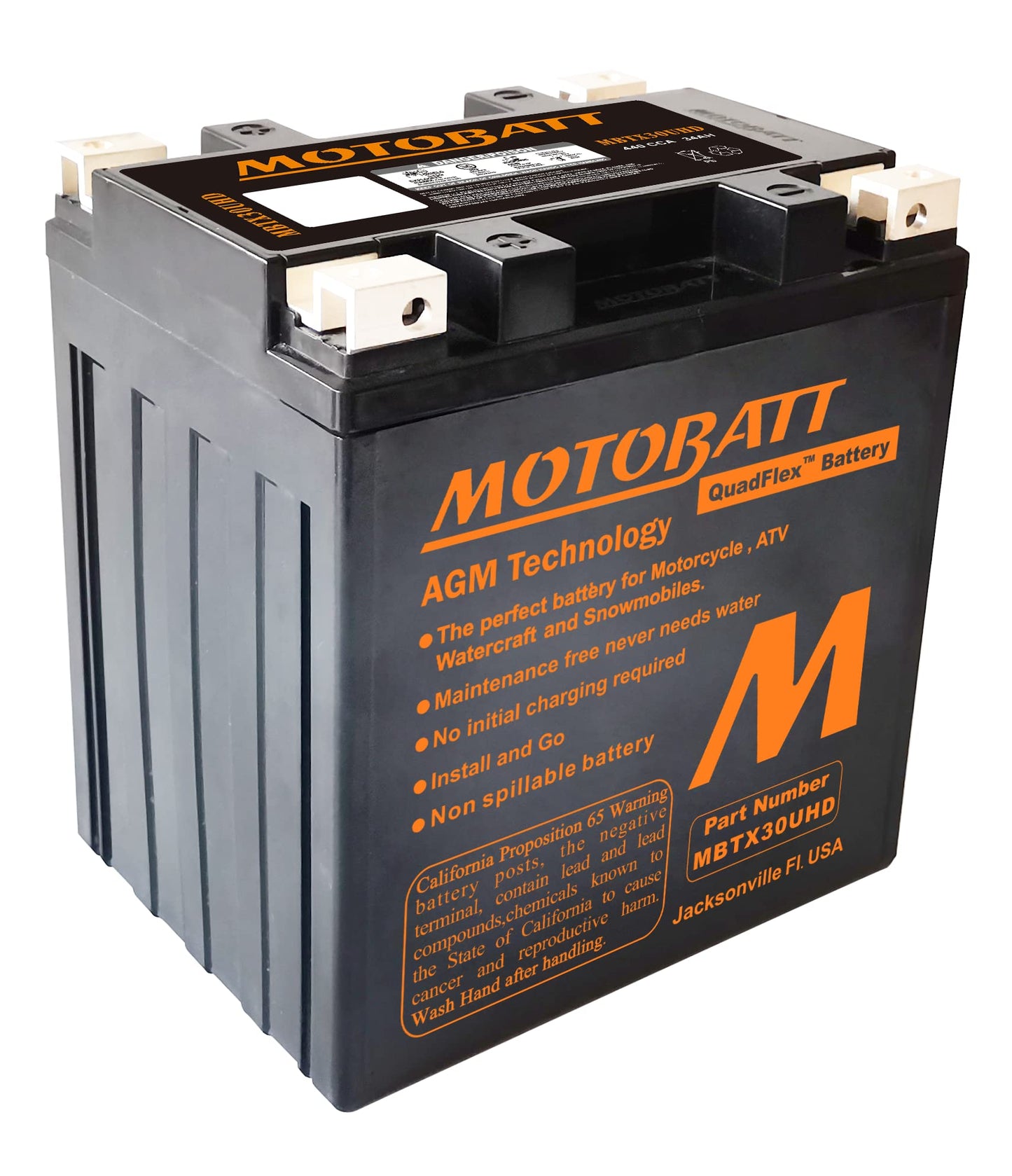 Motobatt MBTX30UHD 4.7 Ah Battery Replacement For Harley-Davidson CVO FLH (Touring) 1803 110cc 07 08 09 10 11 12 13 14, FLT 1690 103cc 10 11 12 13 14,FL,1584 96cc 07 08 09 10 11,1450 88cc 1999