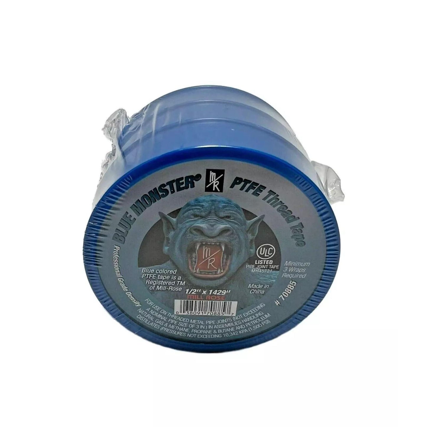 Milrose 70885 Blue Monster 1/2 Inch x 1429 Inch Blue Teflon Tape (3 Pack)