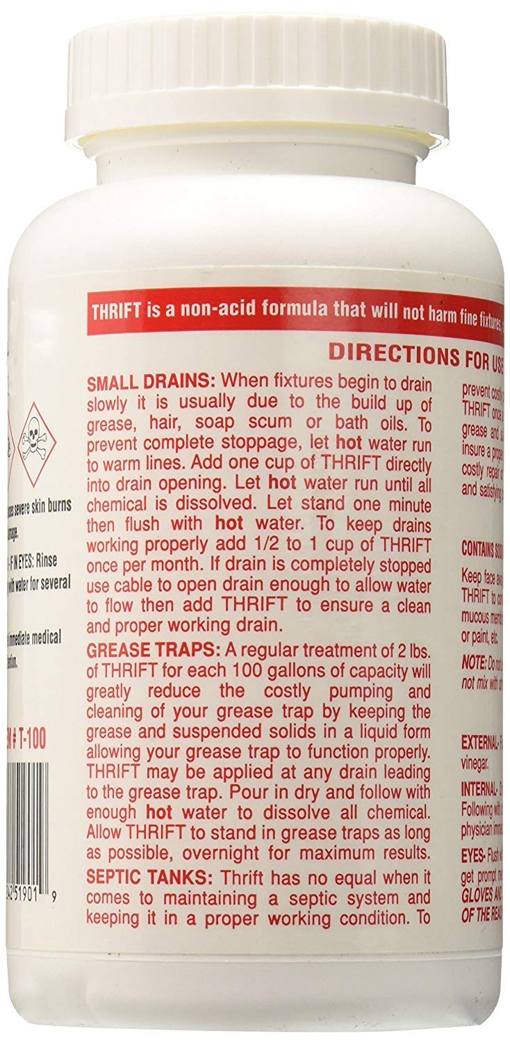 Thrift T-100 Alkaline Based 1-Pound Granular Drain Cleaner (4-(Pack))