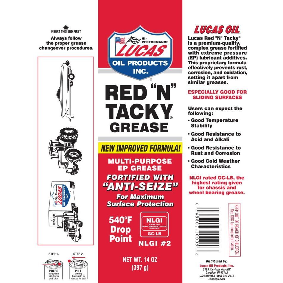 Lucas 10005-30PK Red N' Tacky Grease, (Pack of 30)