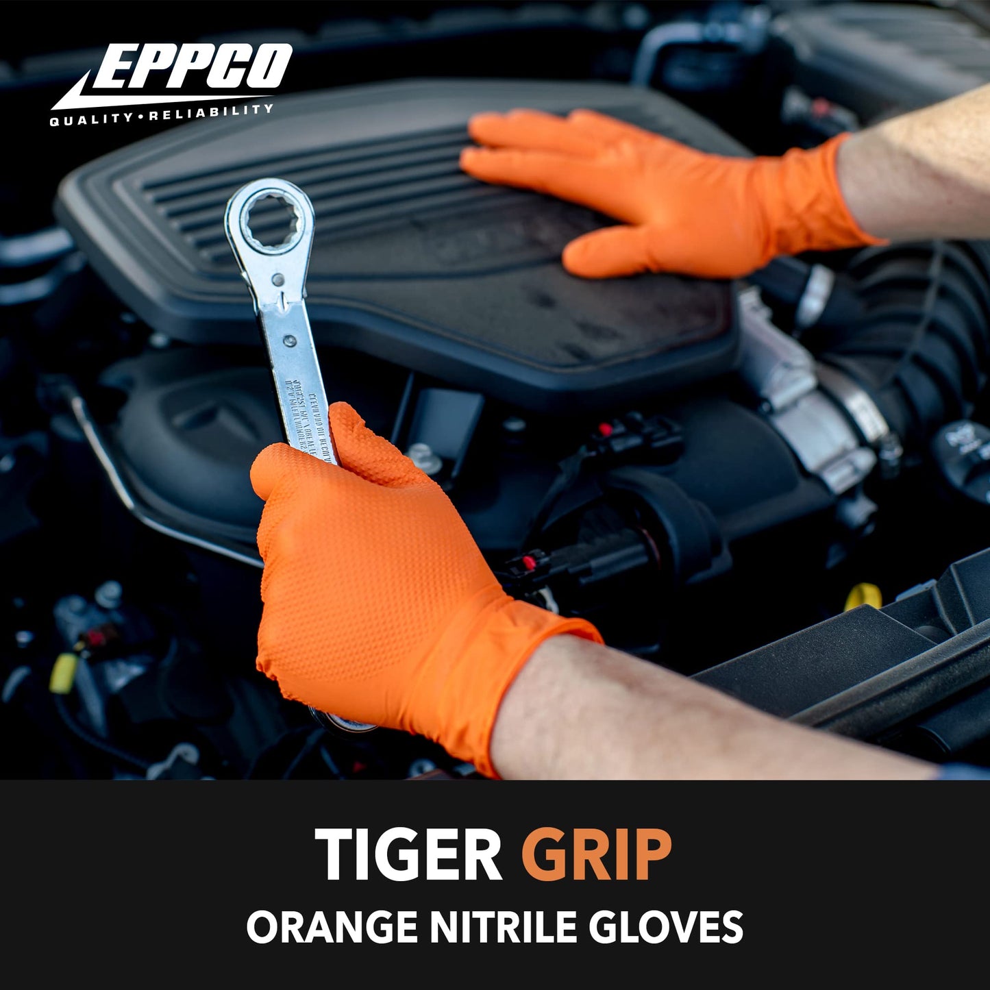 EPPCO Unisex-Adult Tigergrip Orange Nitrile Gloves